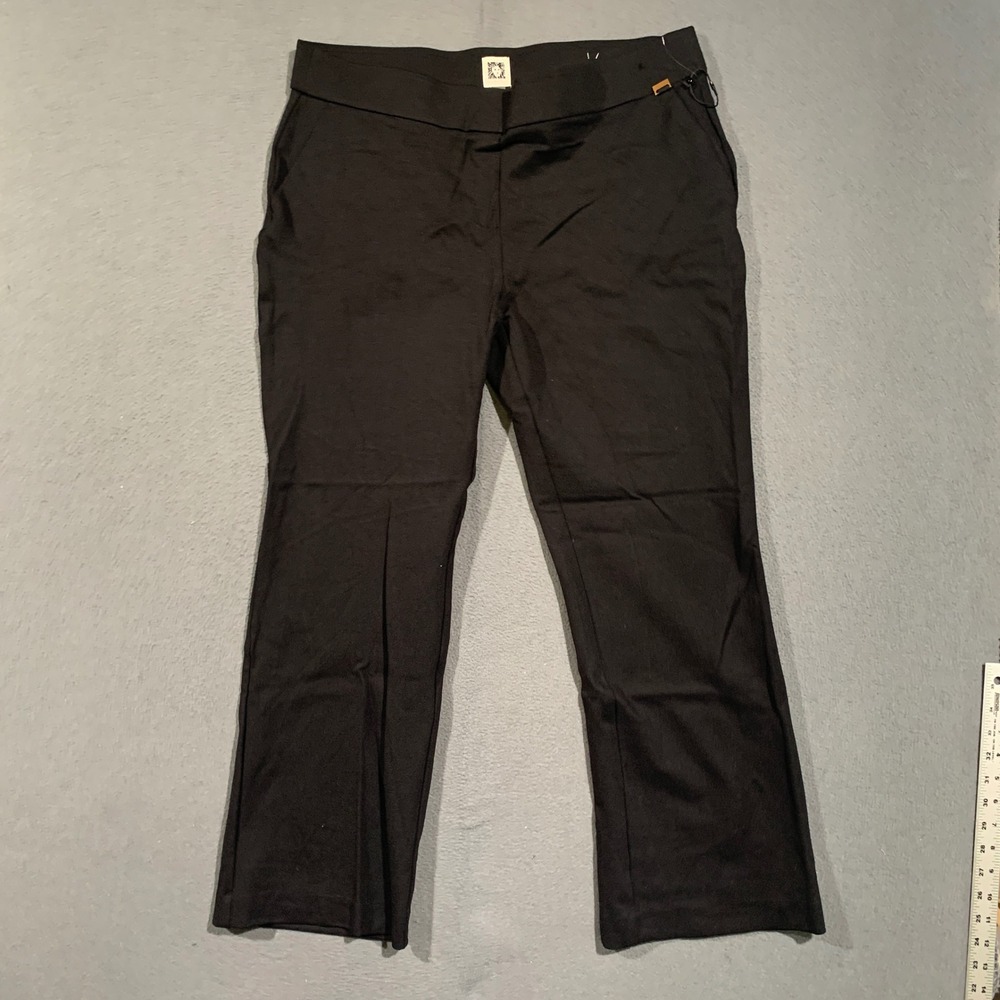 Anne Klein Dress Pants Women XL Black Straight Leg Pull On Career Stretch Work
